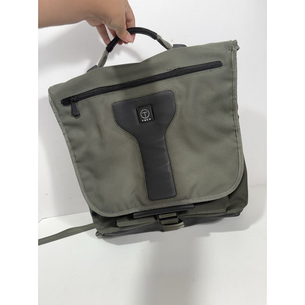 TUMI T-Tech Bag Olive Convertible Ballistic Messenger Bag Padded‎ Backpack
